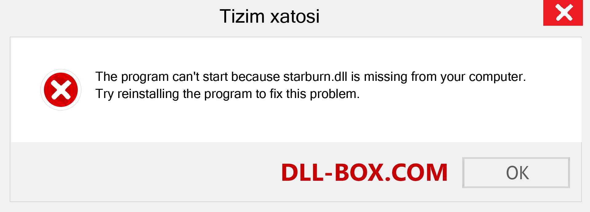 starburn.dll fayli yo'qolganmi?. Windows 7, 8, 10 uchun yuklab olish - Windowsda starburn dll etishmayotgan xatoni tuzating, rasmlar, rasmlar